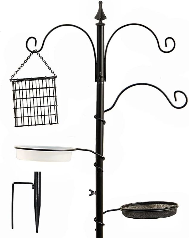 Photo 1 of Premium Bird Feeding Station Kit, Bird Feeder Pole, A Multi Feeder Hanging Kit with Metal Suet and Bird Bath for Attracting Wild Birds, Planter Hanger
