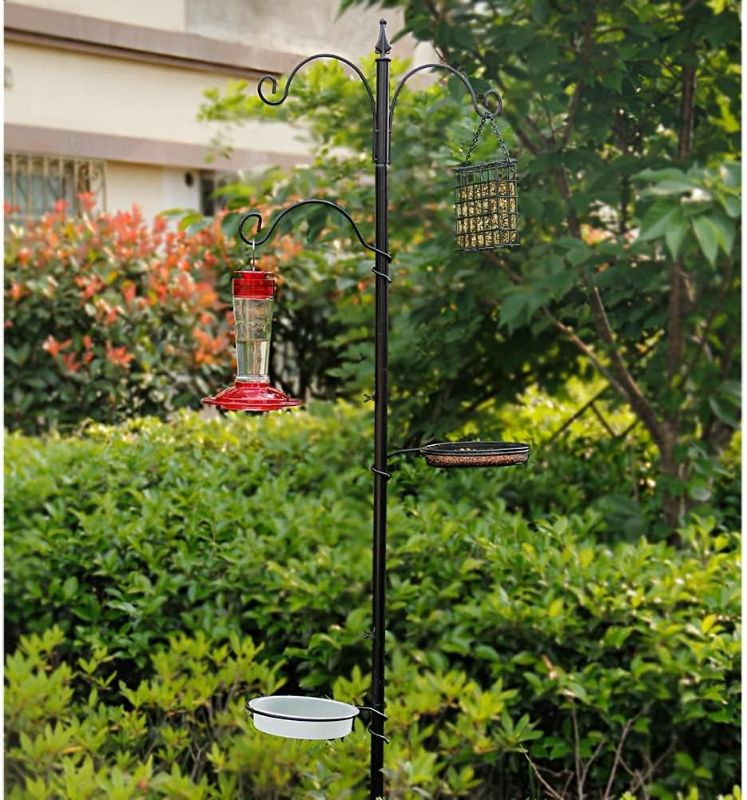 Photo 2 of Premium Bird Feeding Station Kit, Bird Feeder Pole, A Multi Feeder Hanging Kit with Metal Suet and Bird Bath for Attracting Wild Birds, Planter Hanger
