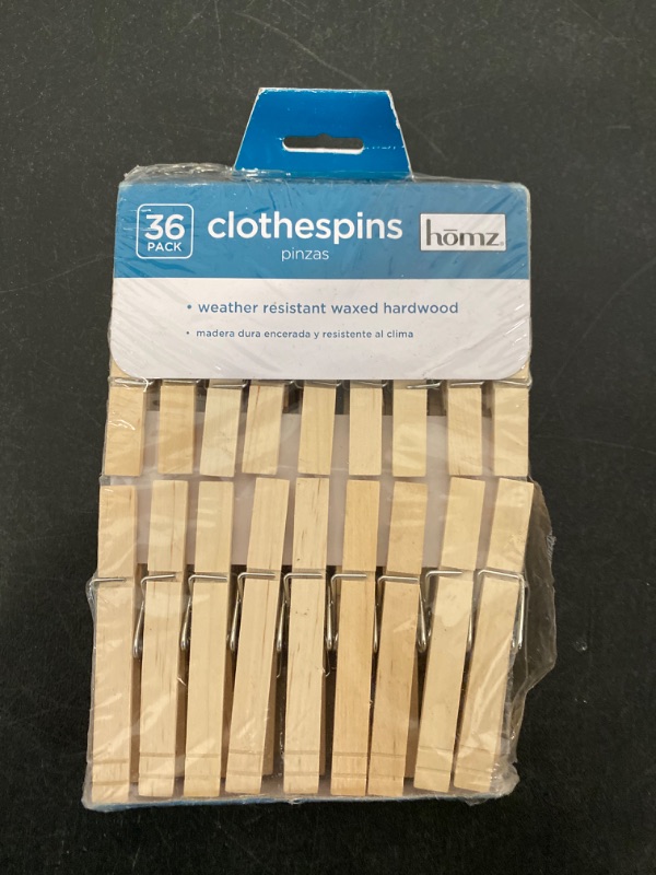 Photo 1 of HOMZ - 36 PC PACK Clothespins Weather Resistant Waxed Hardwood