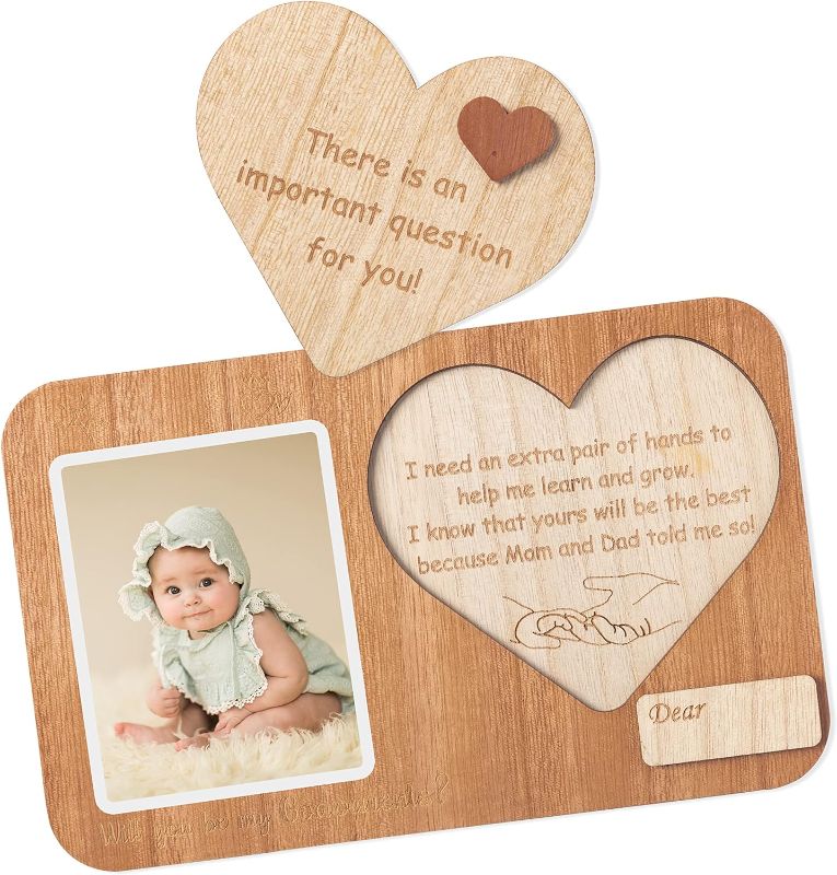 Photo 1 of Luiqs Vens Godparents Proposal Gift Picture Frame, Will You Be My Godparents Photo Frames Announcement Gift from Godchild, Wooden God Parents Ideas Baptism Christening Christmas
