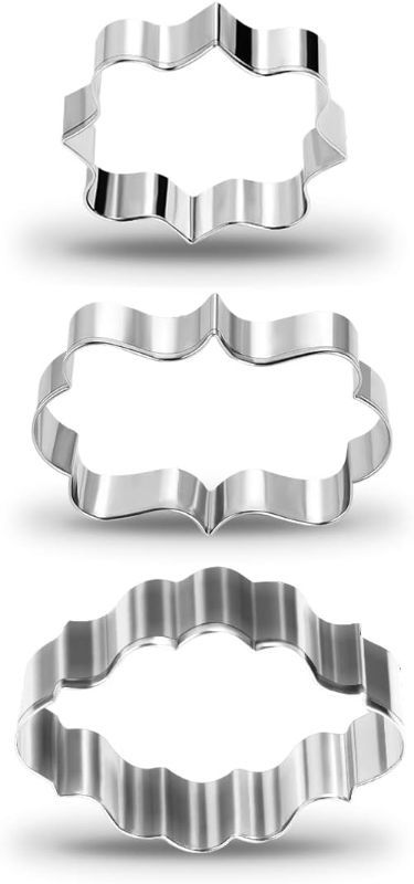 Photo 1 of Stainless Steel Plaque Frame Pastry Biscuit Cookie Cutter Cake Fondant Pancake Cutters Mold Pack of 3