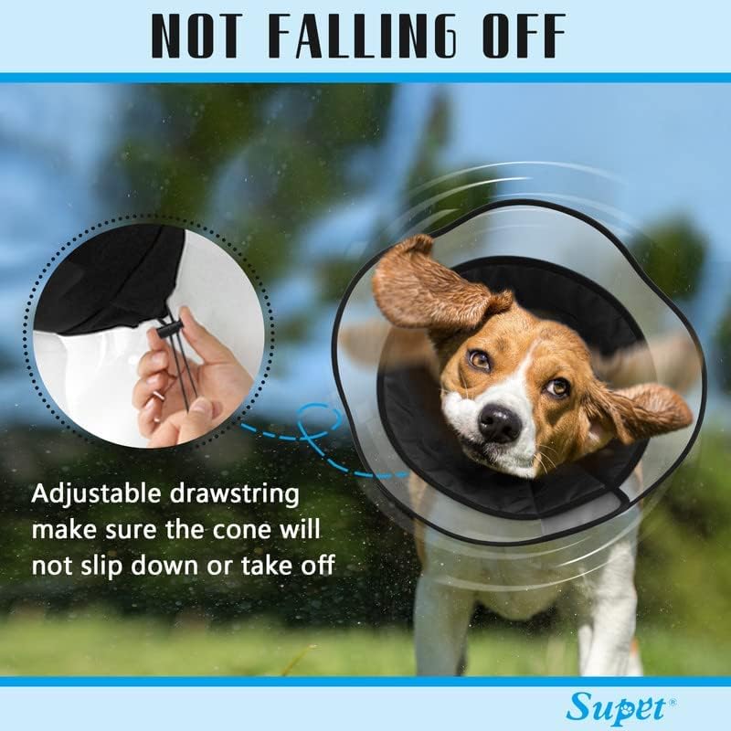 Photo 2 of Supet Dog Cone for Dogs After Surgery, Soft Dog Cones for Large Medium Dogs, Comfortable Elizabethan Collar for Dogs to Stop Licking, Adjustable Pet Recovery Collar for Small Dogs,L-1
