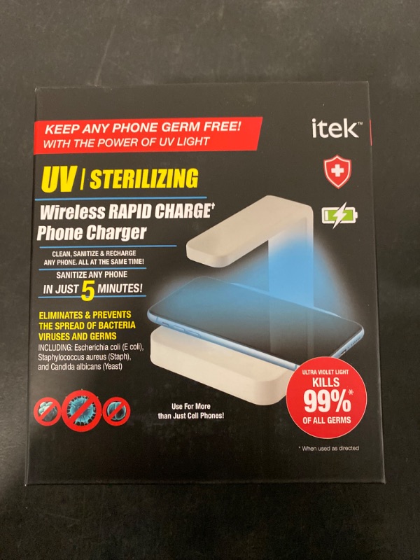 Photo 2 of ITEK - UV Sterilizer & Wireless Phone Charger, White
