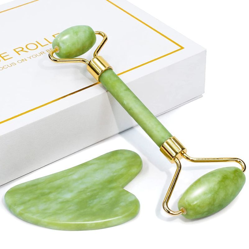Photo 1 of Jade Roller for Face and Gua Sha Facial Tools to Reduce Puffiness and Improve Wrinkles, Face Roller Skin Care of Jade Roller and Gua Sha Set Designed