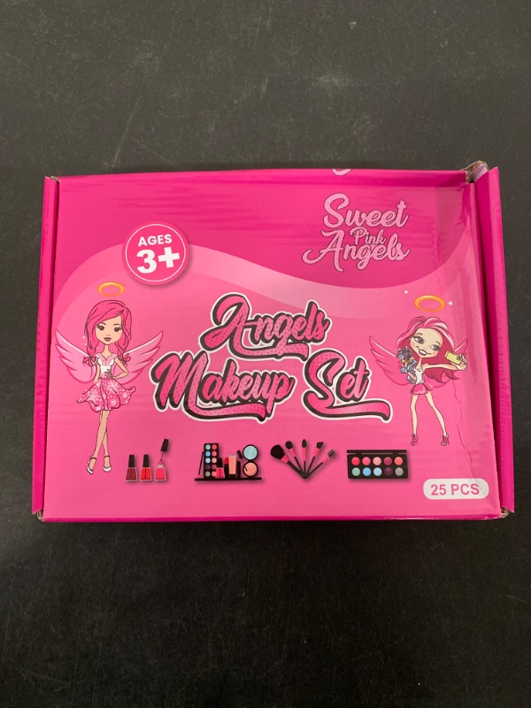 Photo 2 of 25 PCS Girls Makeup kit Sweet Pink Angels for Kids with Cosmetic Bag
