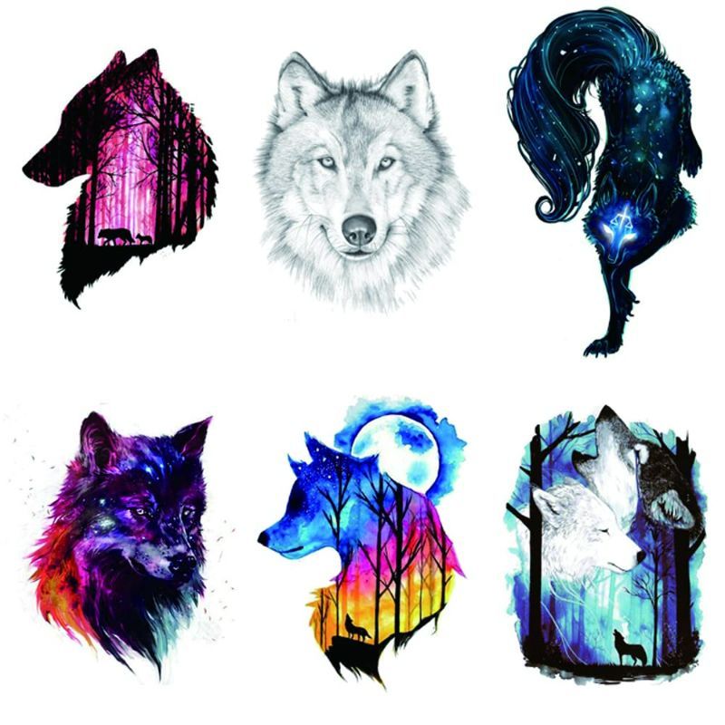 Photo 1 of Wyuen 24 Sheets Wolf Temporary Tattoo Sticker Women Men Animal Tattoos Body Art Waterproof Hand Fake Sticker (W24-01)