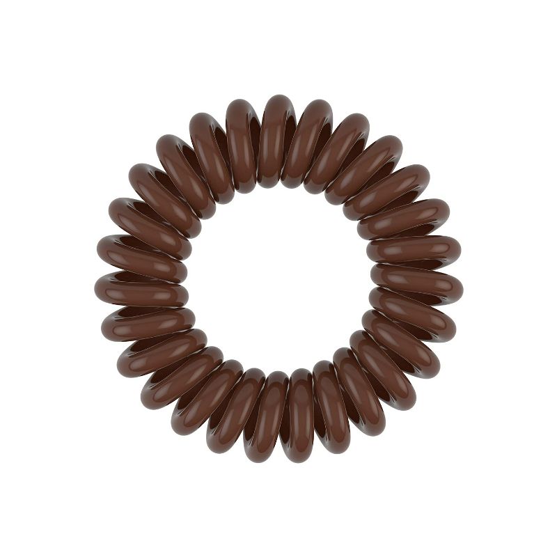 Photo 3 of Power Traceless Spiral Hair Ties - 3 Pack - Pretzel Brown - Strong Elastic Grip Coil Hair Accessories for Active Women - No Kink, Non Soaking - Gentle for Girls Teens and Thick Hair