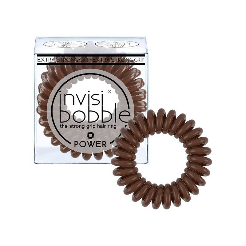 Photo 1 of Power Traceless Spiral Hair Ties - 3 Pack - Pretzel Brown - Strong Elastic Grip Coil Hair Accessories for Active Women - No Kink, Non Soaking - Gentle for Girls Teens and Thick Hair