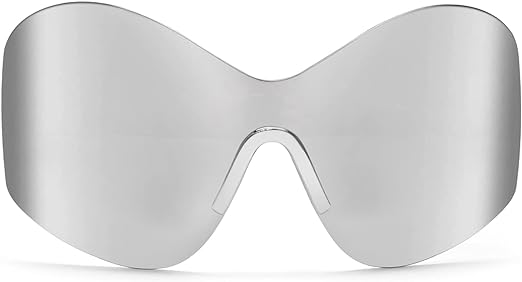 Photo 2 of Crazy Feng Oversized Futuristic Sunglasses For Women Men,Fashion Rimless Y2k Sunglasses Trendy Shield Wrap Around Sunglasses
