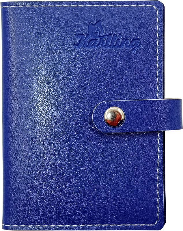 Photo 1 of Karlling credit card holder wallet for women/man soft leather business card holder card case organizer bag with 20 card sleeves inside(Dark Blue)
