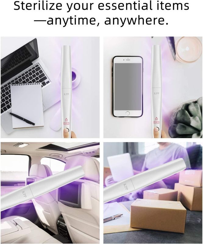 Photo 2 of GABBA GOODS - UV Light Sanitizer Wand, Portable UVC Light Disinfector UV Wand for Smartphone Home Travel Package Belongins Clinically Proven Disinfector Chargable KPP (white1)
