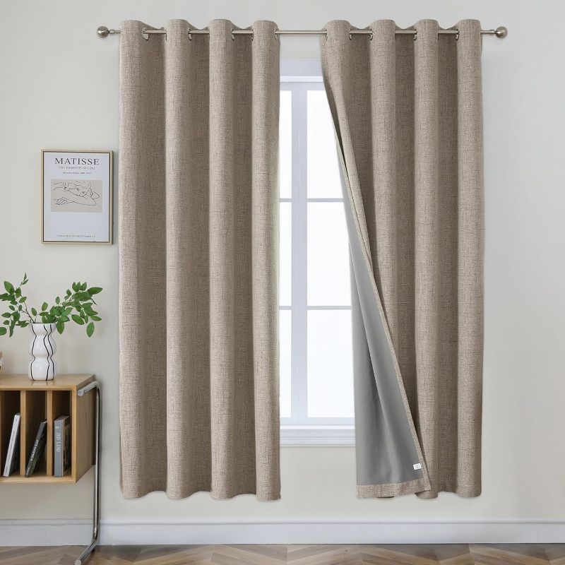 Photo 1 of H. VERSAILTEX -  Linen Blackout Curtains 72 Inches Long, Room Darkening Curains for Bedroom Living Room, Natural Textured Thermal Curtains 72 Inches Long with Grommets(52x72 inch, Linen)
