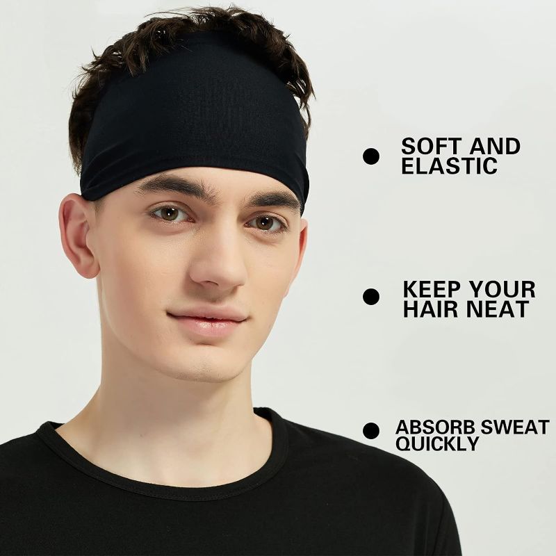 Photo 2 of Pilamor Sports Headbands for Men (5 Pack),Moisture Wicking Workout Headband, Sweatband Headbands for Running,Cycling,Football,Yoga,Hairband for Women and Men
