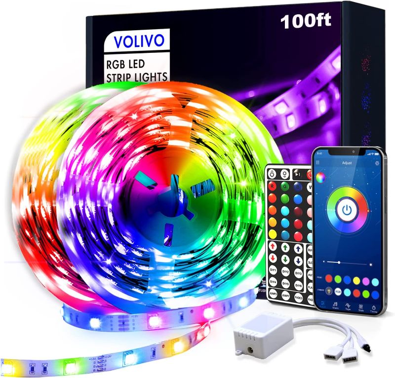 Photo 1 of 2 Pack Led Strip Lights, Color Changing Led Light Strips Kit with 44 Keys IR Remote Control, Led Lights for Bedroom, Room, Home Decoration Ultra Long RGB 5050 Led Strips
