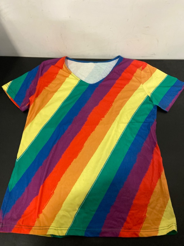 Photo 1 of Low Cut Rainbow Striped Shirt - XL