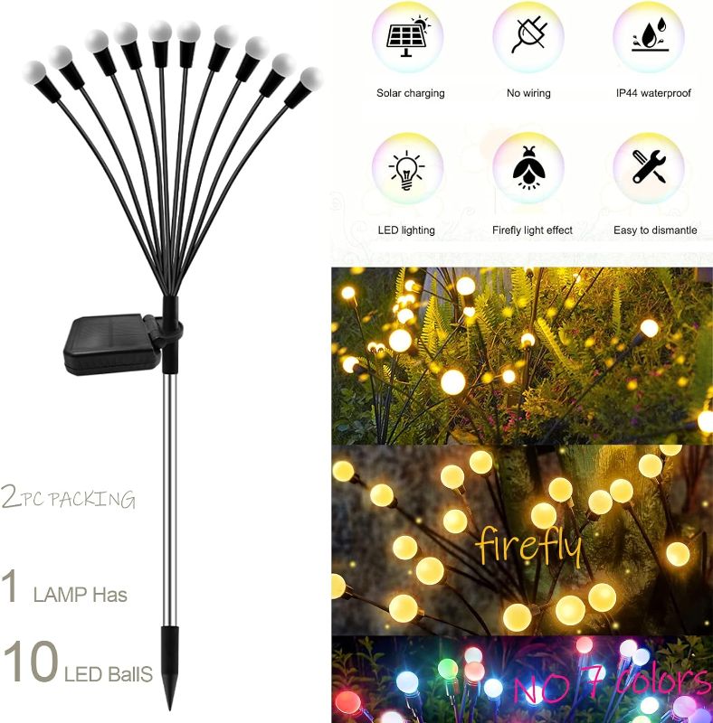 Photo 1 of Domipool Solar Powered Firefly Lights Outdoor, Starburst&Always Bright Two Mode Swaying Solar Lights Garden Waterproof for Christmas Decorative with Warm White Lights for Pathway/Patio
