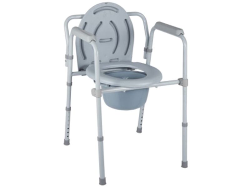 Photo 1 of 3-in-1 Folding Bedside Commode, Heavy Duty Steel, Toilet Seat Chair Clip on Seat, Raised Toilet Seat, Height Adjustable, Porta Potty for Adults - Portable Toilet for Camping
