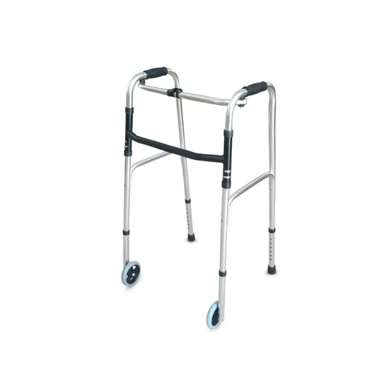Photo 1 of MPM Folding Walker with Wheels Front Wheeled Adult Walkers, 5 inch Wheels, Adjustable Height, Sturdy Aluminum, For Seniors and Elderly
