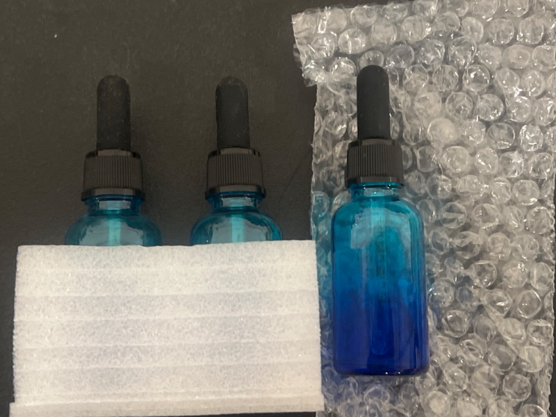 Photo 2 of Bumobum Dropper Bottles, 4oz Blue Bottle with Dropper for Essential Oils with Funnel, Labels & Pipette, 3-Pack Tincture Bottles with Dropper(Unbreakable Plastic Eye Dropper)
