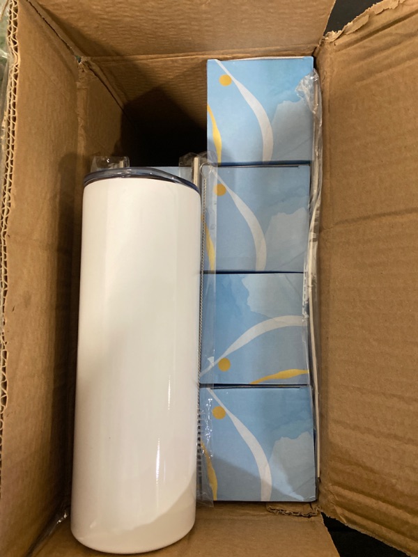 Photo 2 of Hiipoo 8 Pack Sublimation Tumblers bulk 20 oz Straight Skinny with Sublimation Papers, Lids and Straws, Shrink Wrap, Sublimation Tumbler Cups for Tumbler Heat Press and Heat Transfer