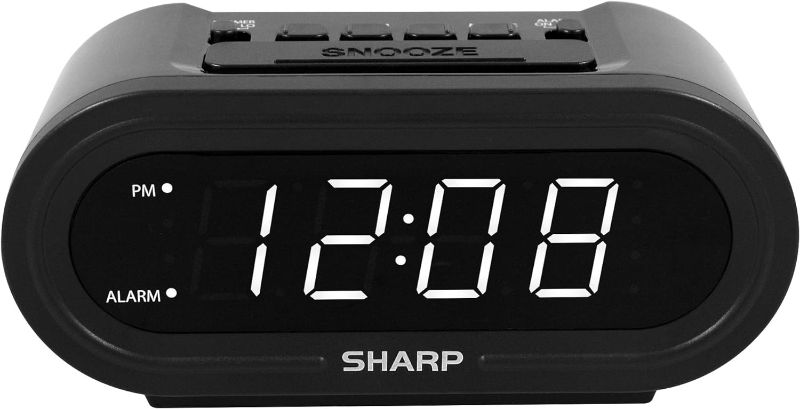 Photo 1 of SHARP Digital Alarm with AccuSet - Automatic Smart Clock, Never Needs Setting (Midnight Black-White LED)