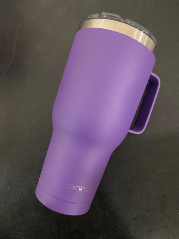 Photo 2 of mininoo 40 oz Tumbler with Handle and Straw, Insulated Tumbler with Handle Leak Proof, Large Tumbler with Lid and Straw (Purple)