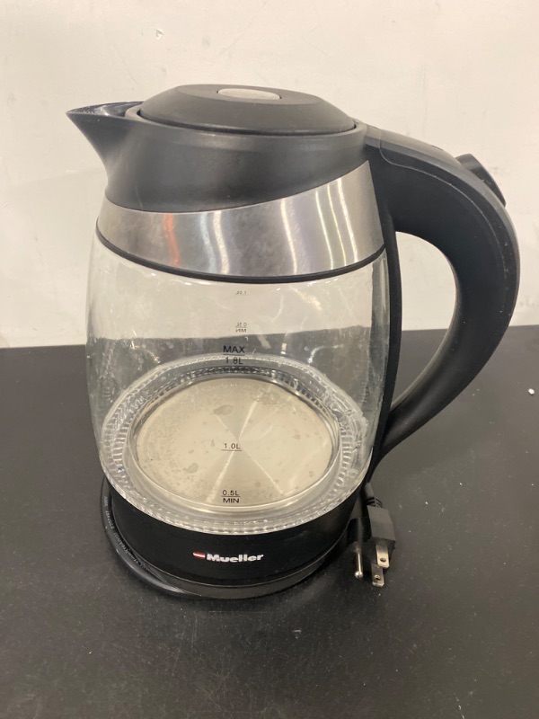 Photo 3 of Mueller Ultra Kettle: Model No. M99S 1500W Electric Kettle with SpeedBoil Tech, 1.8 Liter Cordless with LED Light, Borosilicate Glass, Auto Shut-Off and Boil-Dry Protection