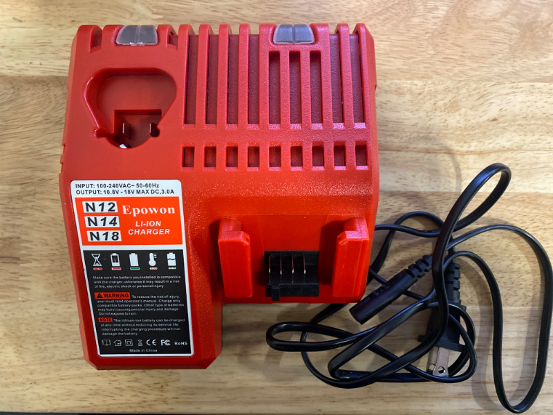 Photo 2 of Elefly Replacement for Milwaukee M-12 M18 Battery Charger 48-59-1812, Compatible with Milwaukee 12V-18V M18 Battery 48-11-1852 48-11-1850 M-12 48-11-2460 48-11-2411