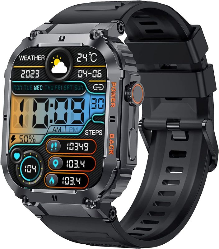 Photo 1 of KACLUT Smart Watch,100M Waterproof Rugged Military Smartwatch with Bluetooth Call(Answer/Dial Calls) 2-inch Utral Large HD Display 70 Days Extra Long Battery Life,100+ Sports Modes Fitness Tracker