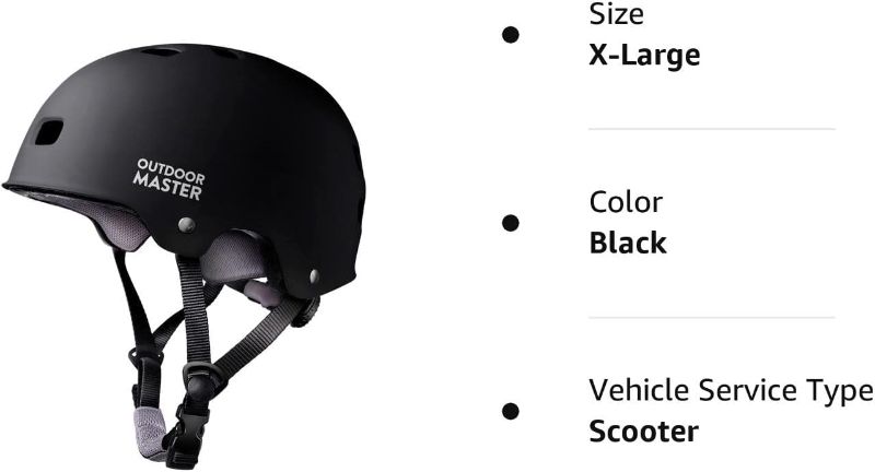 Photo 3 of XL OutdoorMaster Skateboard Cycling Helmet - Two Removable Liners Ventilation Multi-Sport Scooter Roller Skate Inline Skating Rollerblading for Kids, Youth & Adults