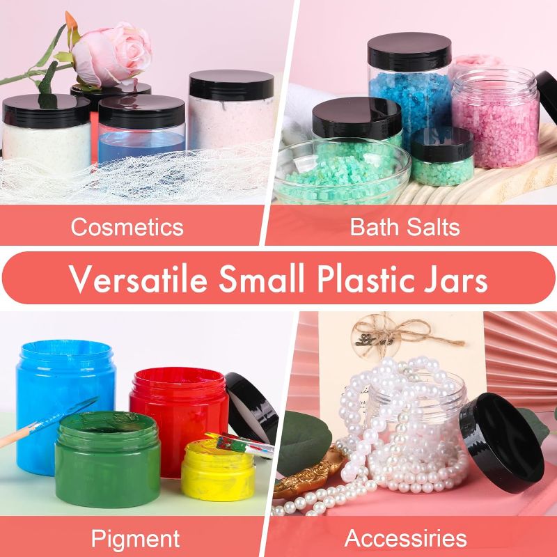 Photo 3 of Plastic Containers with Lids 6oz 40Pack, Jaisie.W Empty 6 oz Small Containers with Lids&Labels- Refillable Plastic Jars with Lids -Sugars Scrub Jars/Slime Containers (6 fl.oz, 40Pack)