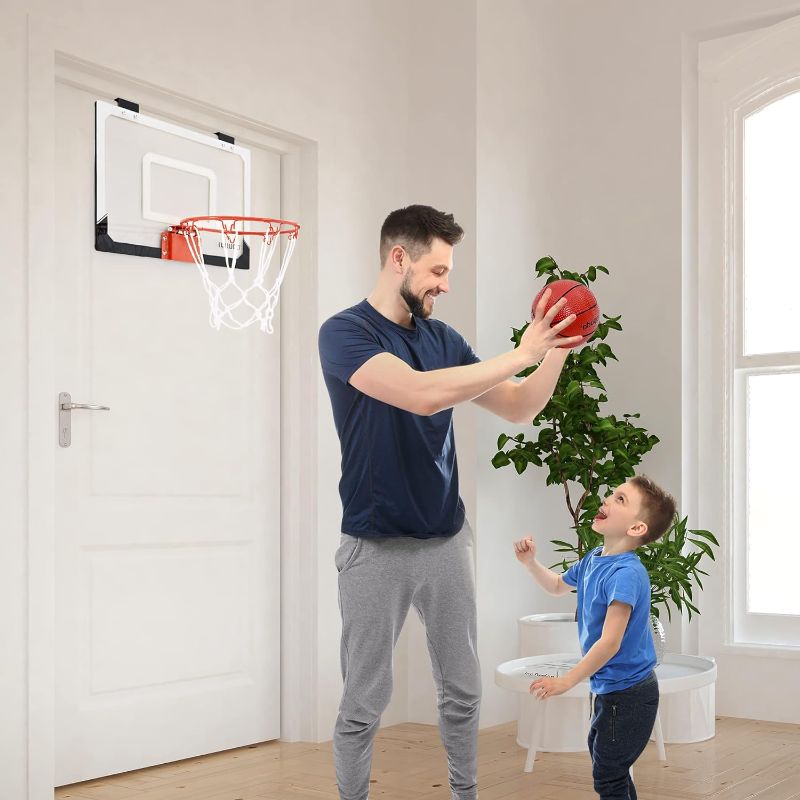 Photo 2 of ropoda Mini Basketball Hoop, Indoor Basketball Hoop for Kids, 17"×12" Shatter Resistant Backboard -