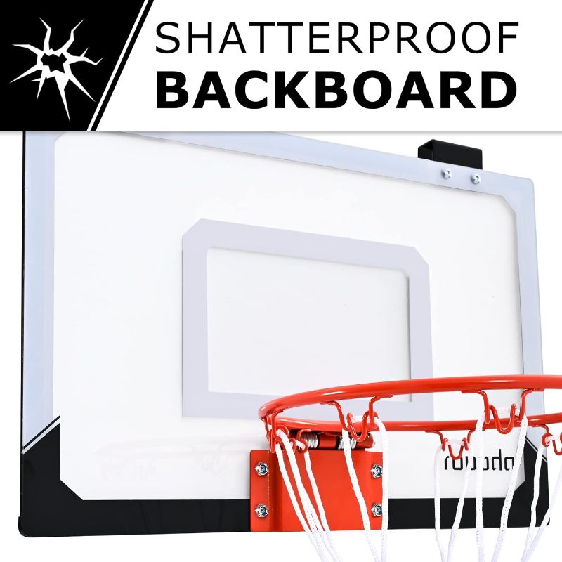 Photo 1 of ropoda Mini Basketball Hoop, Indoor Basketball Hoop for Kids, 17"×12" Shatter Resistant Backboard -