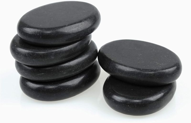 Photo 1 of 6Pcs Professional Massage Hot Stone Set Natural Lava Heated Stones Basalt Warmer Rock for Spa, Massage Therapy (3.14 x 2.36 in)