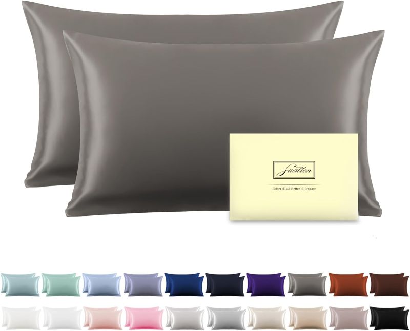 Photo 3 of Silk Pillowcase for Hair and Skin,Soft,Breathable and Sliky 100% Standard Size Pillow Case,  Sides Natural Mulberry Silk Pillowcases with Hidden Zipper