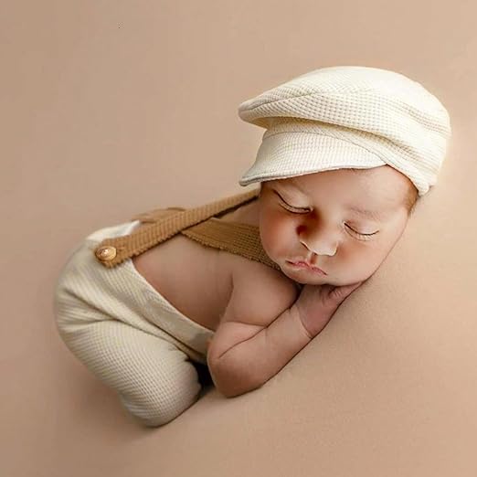 Photo 1 of Holibeat Newborn Boy Photography Props Baby Boy Photo Shoot Outfits Infant Gentleman Romper Suits with Hat