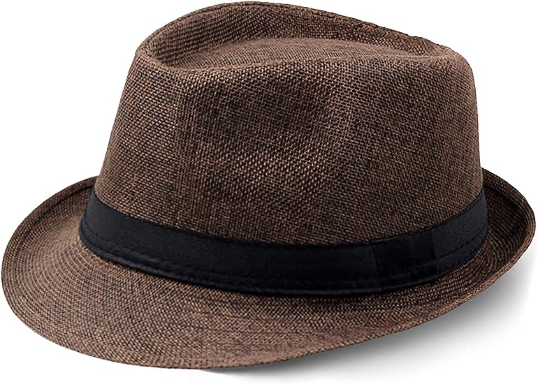 Photo 1 of BABEYOND Straw Fedora Hat for Men Panama Trilby Hat Short Brim Summer Sun Hat