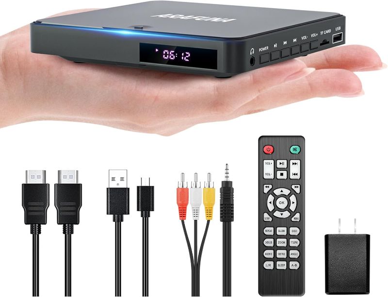 Photo 1 of ARAFUNA Mini DVD Player, HDMI Small DVD Player for TV with All Region Free, 1080P HD Compact Small DVD CD/Disc Players with AV Output USB Input Remote Control and AV Cable