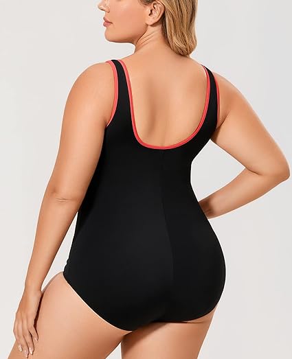 Photo 2 of DELIMIRA Women's One Piece Bathing Suit Plus Size Swimsuit Tummy Control Front Zipper Swimwear size 12