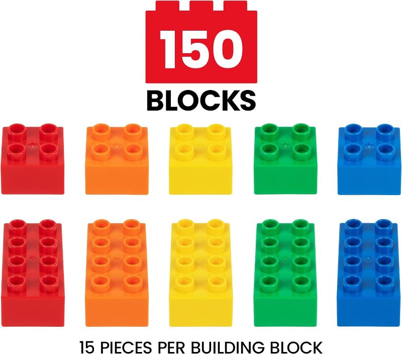 Photo 3 of PREXTEX 150 Piece Classic Big Building Blocks, Large Toddler Blocks, Compatible with Most Major Brands, STEM Toy Building Blocks for Toddlers 1-3, Building Blocks for Toddlers 3-5, Kids Blocks