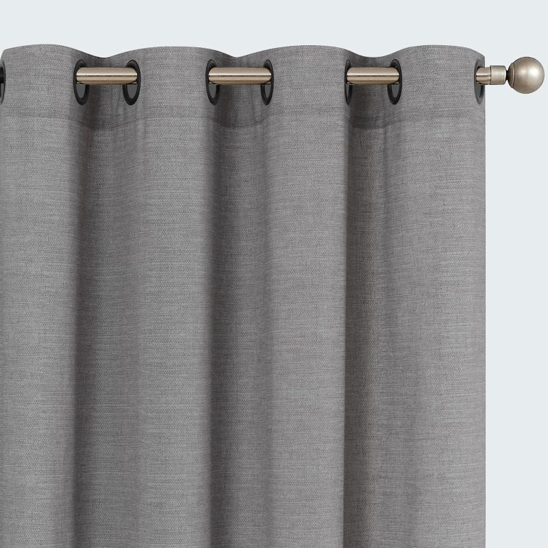 Photo 1 of Light Filtering Window Drapes with Grommet Top, Linen Charcoal Grey Curtains 2 Panels for Living Room Farmhouse Bedroom