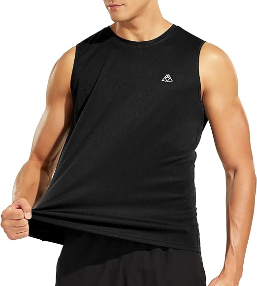 Photo 3 of Haimont Men's Sleeveless Workout Shirts Dry Fit Swim Beach Tank Top Moisture Wicking Muscle Tee, Recycled Polyester,  XL 