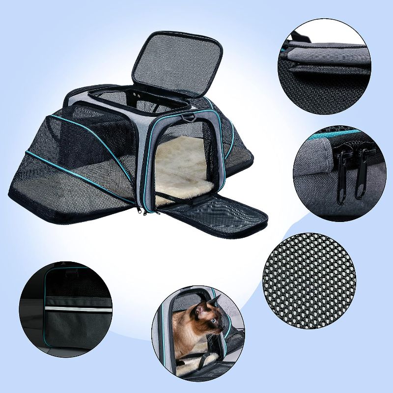 Photo 2 of Cat Dog Carrier - Airline Approved Expandable Soft-Sided Pet Carrier with Removable Fleece Pad and Pockets, for Cats/Puppy and Small Animals Large