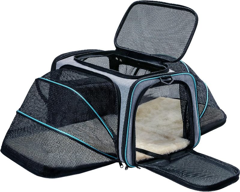 Photo 1 of Cat Dog Carrier - Airline Approved Expandable Soft-Sided Pet Carrier with Removable Fleece Pad and Pockets, for Cats/Puppy and Small Animals Large
