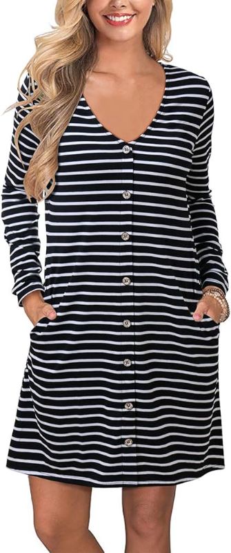 Photo 1 of SOLERSUN Women's Casual XXL T-Shirt Dresses Long Sleeve Tunic Loose Swing Dress with Pockets