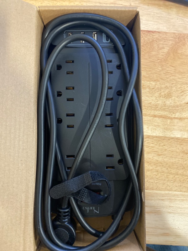 Photo 3 of Surge Protector Power Strip - Nuetsa Flat Plug Extension Cord with 8 Outlets and 4 USB Ports, 6 Feet Power Cord (1625W/13A), 2700 Joules, ETL Listed, Black