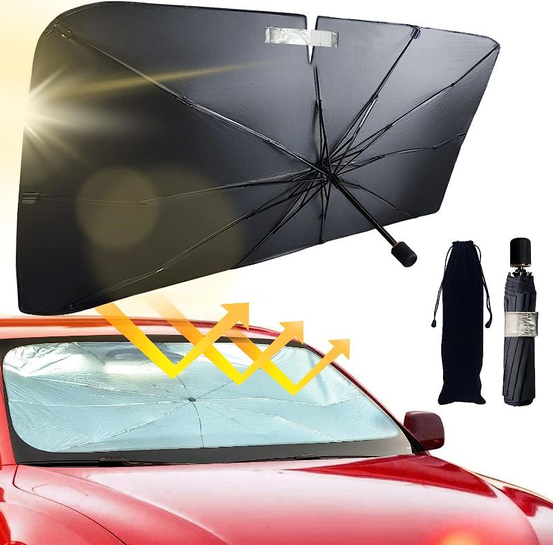 Photo 1 of Car Windshield Sun Shade Umbrella - Foldable Car Umbrella Sunshade Cover UV Block Car Front Window (Heat Insulation Protection) for Auto Windshield Covers Trucks Cars