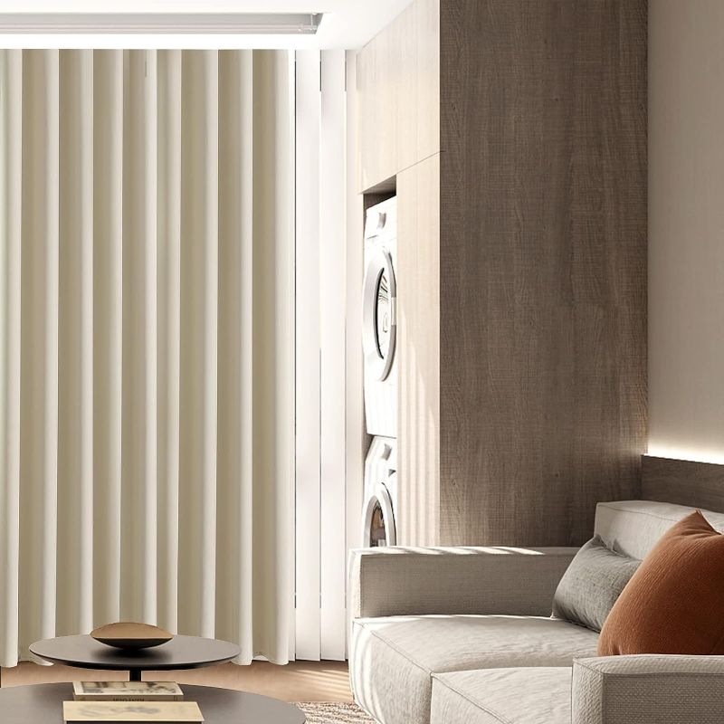 Photo 2 of ONE Light Beige Blackout Curtain 90 inch Length, Thermal Insulated Room Darkening Small Window Curtain for Bedroom,Light Blocking Drapes for Kitchen Living Room,Set of 1 Panel 52 x 90 Inch