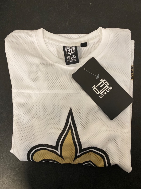 Photo 2 of Ultra Game NFL Boys Soft Mesh Ultimate Vintage Game Day T-Shirt New Orleans Saints 14-16 Team Color