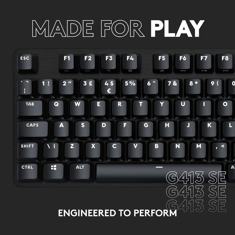 Photo 3 of Logitech G413 SE Full-Size Mechanical Gaming Keyboard - Backlit Keyboard with Tactile Mechanical Switches, Anti-Ghosting, Compatible with Windows, macOS - Black Aluminum